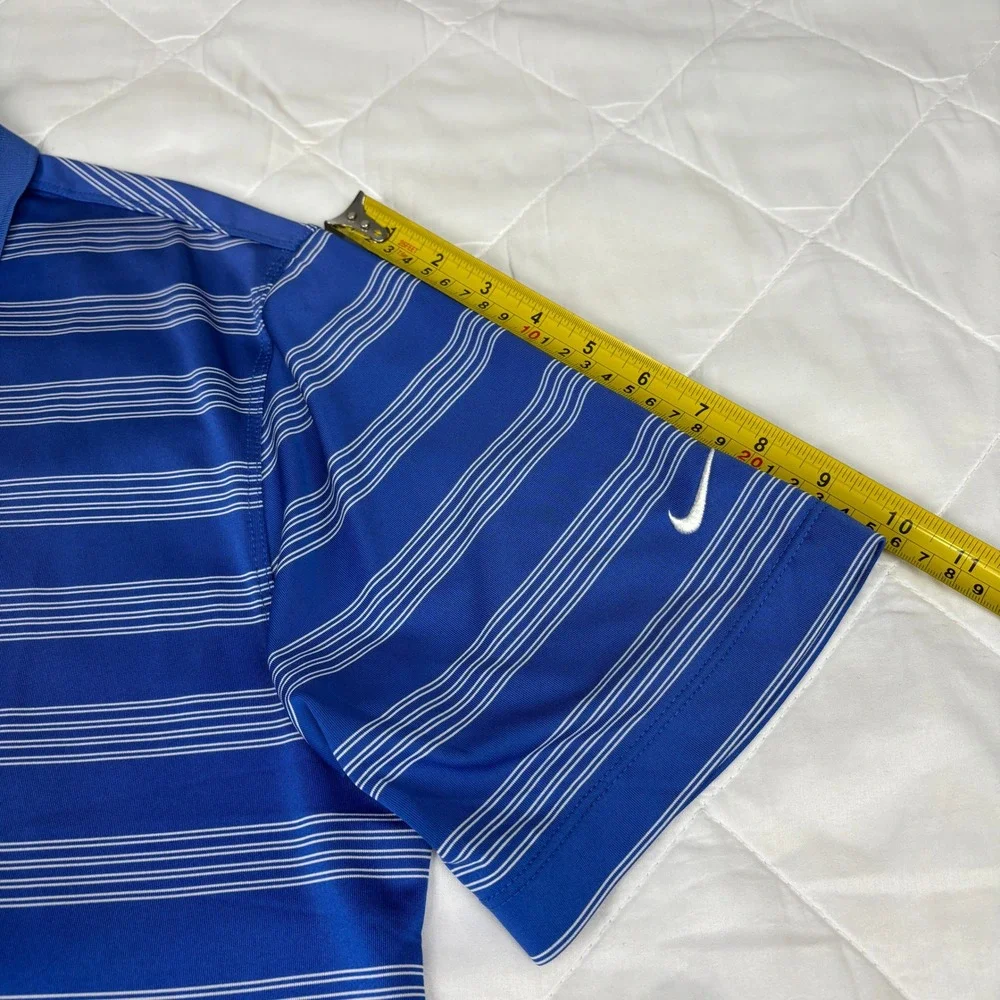 Nike Golf Dri-FIT Tour Performance‎ Blue Stripe Polo Shirt Mens Large